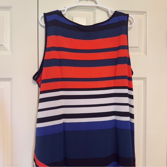 MSK - Women’s 2X Plus Striped Sleeveless Swing Dress Multicolor - Picture 4 of 6